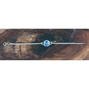 Vintage Delft Porcelain Windmill Sterling Silver Bracelet Small